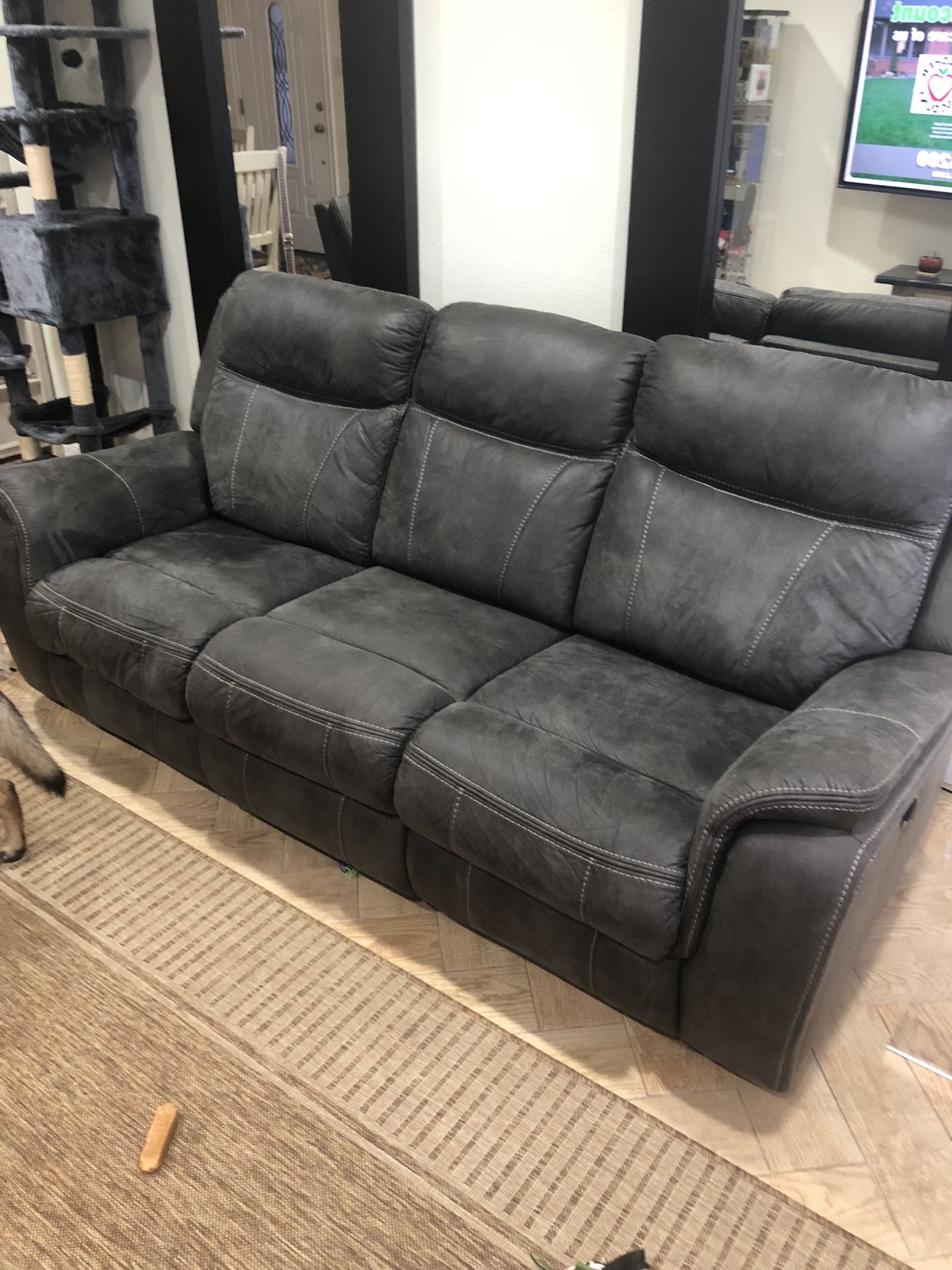 Couch With Two Electric Recliners And A Recliner Chair