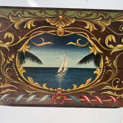 Vintage Adjustable Hospital Bed Table (1930-40’s) With Custom Artwork 