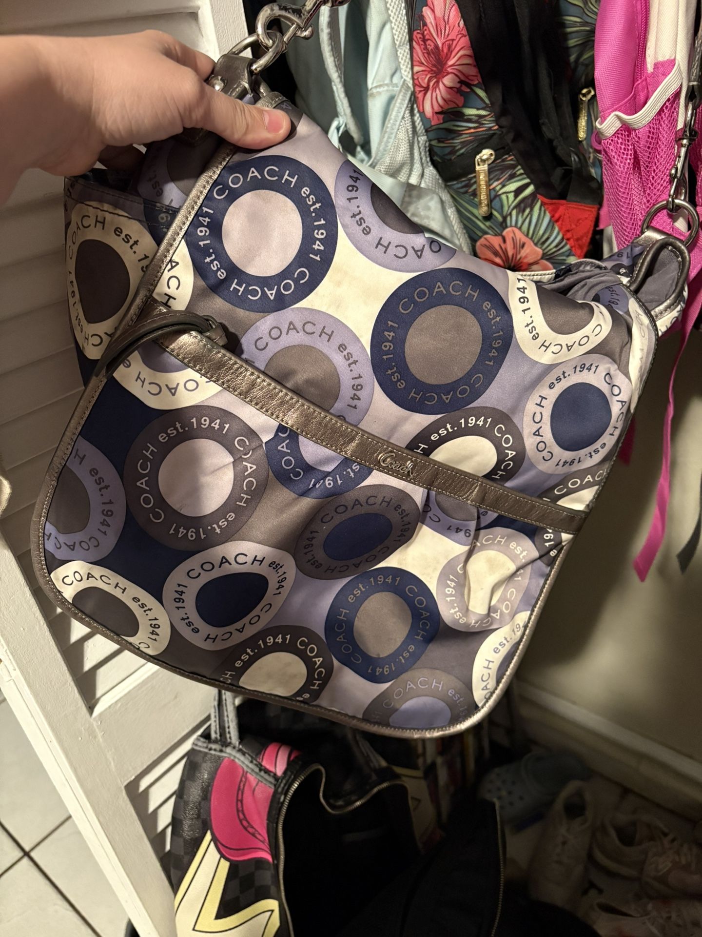 Blue Coach Diaper Bag