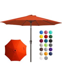 10FT Outdoor Patio Umbrella Outdoor Table Umbrella with Push Button Tilt and Crank, Market Umbrella 8 Sturdy Ribs UV Protection Waterproof for Pool, G