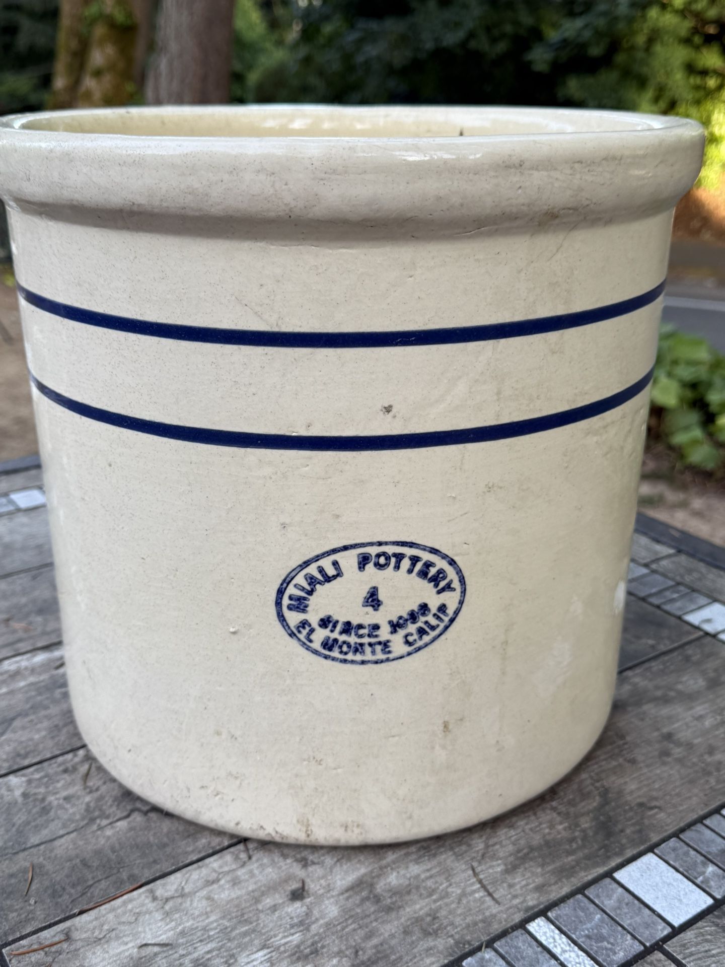 Vintage Miali Pottery Fermentation Crock, El Monte, California 4 Gallon