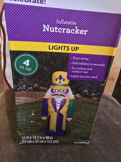 Mardi Gras Nutcracker Yard Inflatable Airblown LED Light Up 4ft Tall NIB