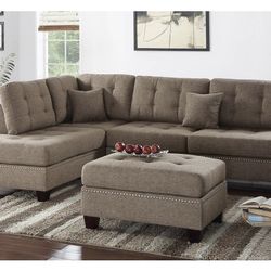 Brown Sectional Sofa With Ottoman 