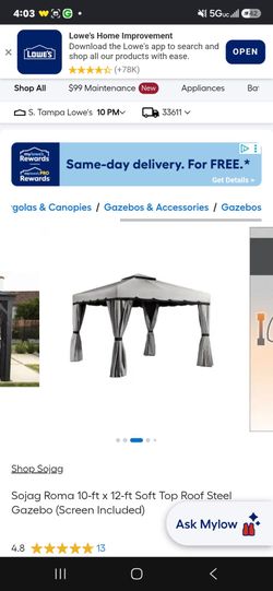 Sojag Roma 10x12 Soft Top Steel Gazebo