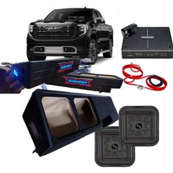 GMC SIERRA CREW CABS 2019-2024 FULL BASS PACKAGE KICKER WITH CUSTOM PORTED BOX INSTALLED 
