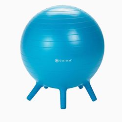 Gaiam Kids Stay-N-Play Children's Balance Ball - Flexible School Chair Active Classroom Desk Alternative Seating - Built-In Stay-Put Soft Stability Le