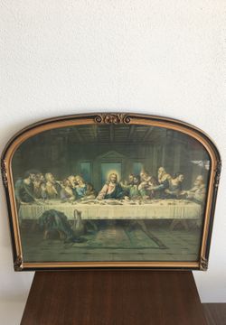 Vintage “Last Supper” framed print. Large.
