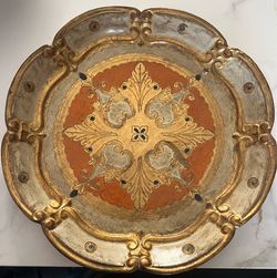 Vintage Italian Florentine Gold Leaf Tray / Wall Decor – Hand Made in Italy – 12”
