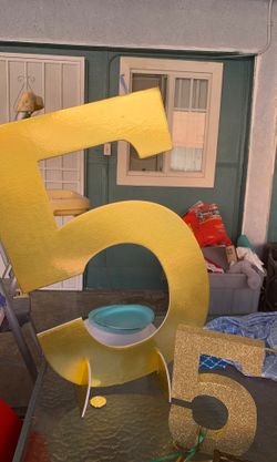 Gold number five decorations