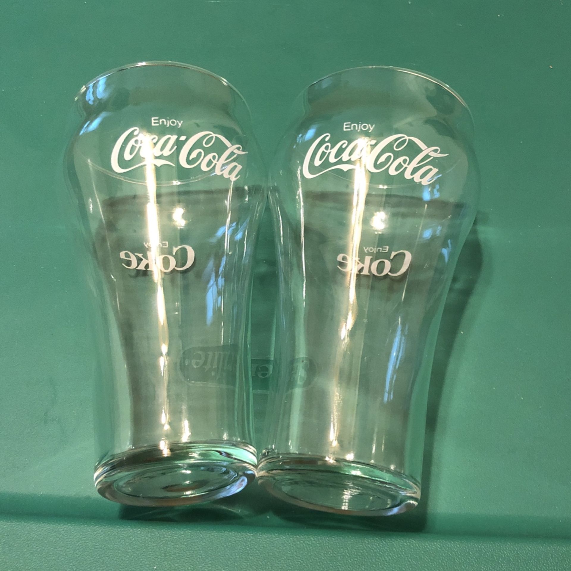 2 Vintage Coca Cola Glasses, 6”