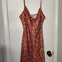 Fashion Nova Nikki Mini Dress Zebra print Rust/combo size XL