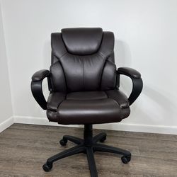 Realspace Mayhart Vinyl Mid-Back Office Chair, Brown/Black