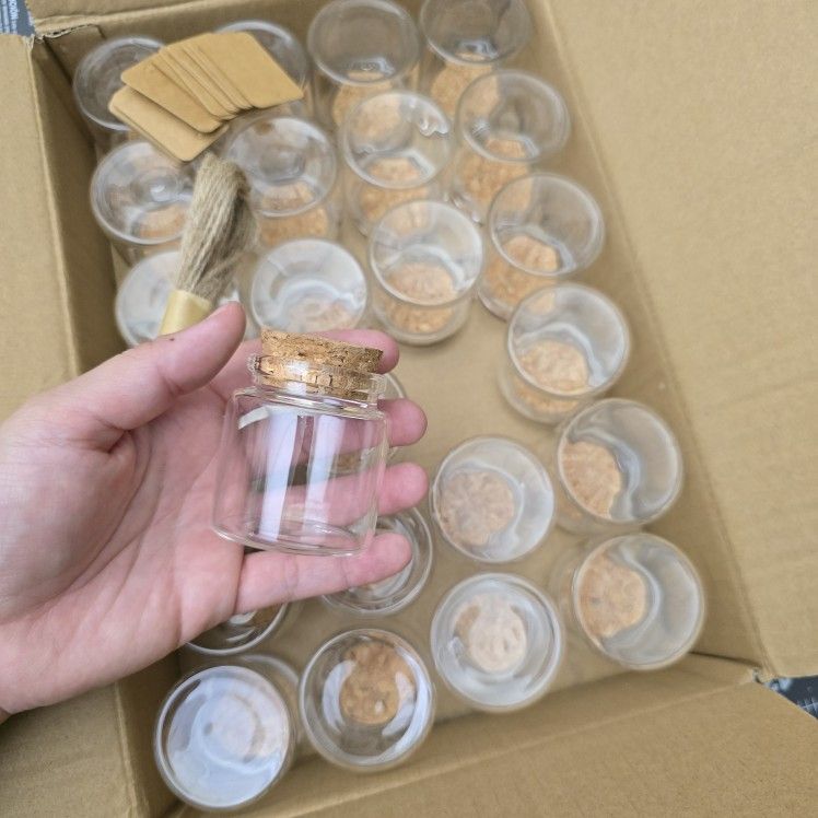 Party Favors 24 Pack 1.7 Oz Glass Bottles with Cork Stoppers