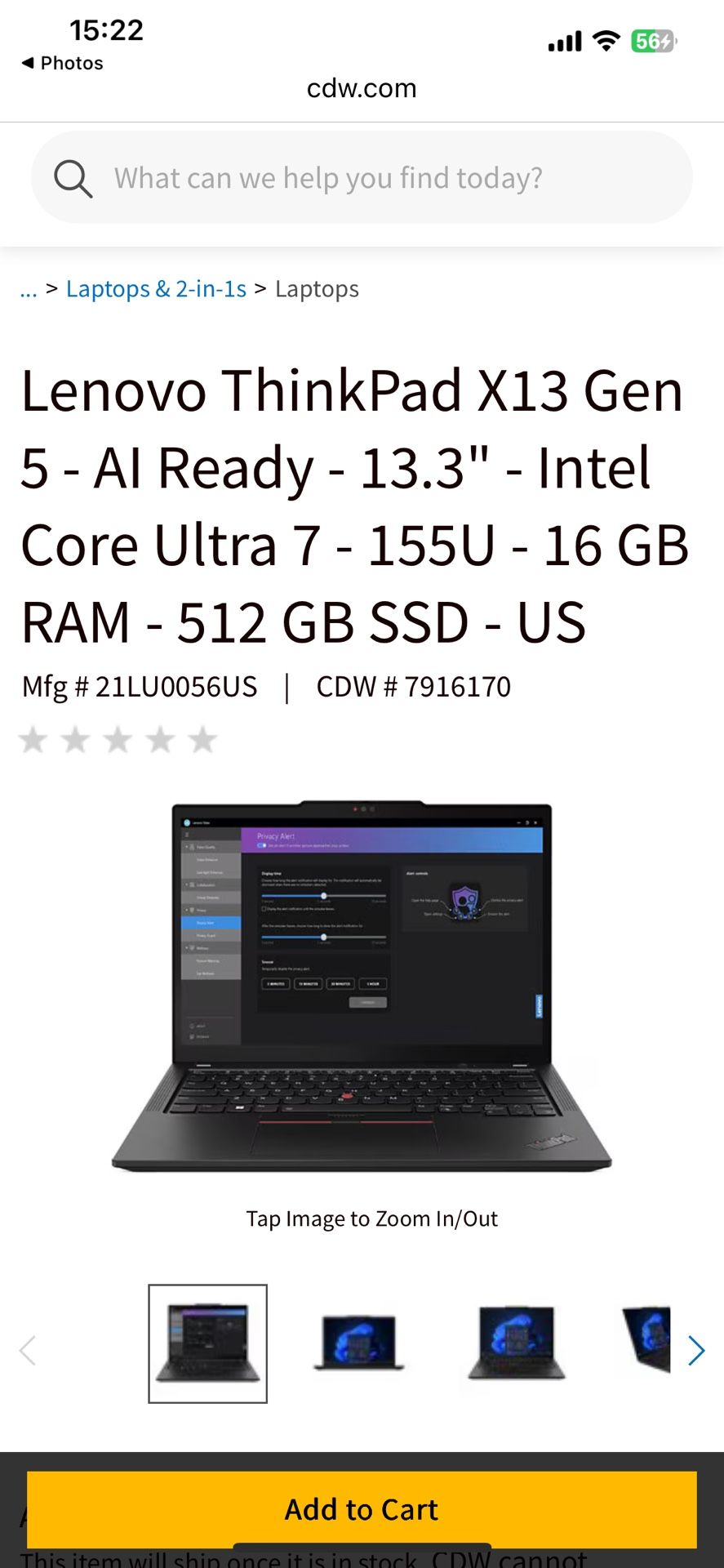 Lenovo X13 Gen 5 Intel Ultra 7 155U /16/512