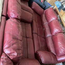 Leather Reclining Couch, Loveseat, And Armchair