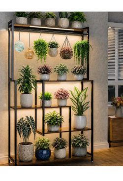 Brand New Large Plant Stand with Grow Lights 72", 5 Tier Plant Shelf with 3 Full Spectrum LED Strips & Timer, Heavy Duty Metal Plant Rack for Multiple