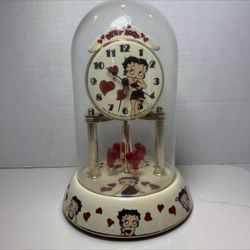 Vintage Betty Boop Porcelain Anniversary Clock with Glass Dome