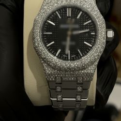 Stainless Steel AP Watch with Moissanite diamonds.