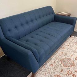 RC Wally Fabric Chair with Solid Wood Legs, Comfortable Mid-Century Fabric Chair with Wide Armrest, Single People