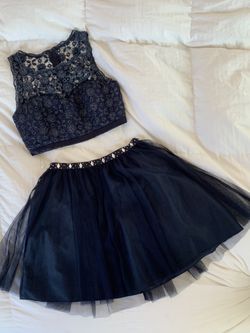 Navy Blue Two-Piece Junior Skirt Set Size 5