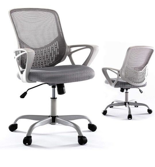 Yangming Office Desk Chair, Mid Back Lumbar Support Computer Mesh Task Chair, Grey

