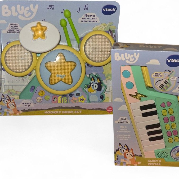 Bluey Musical Bundle – Drum Set & Keytar (Brand New)