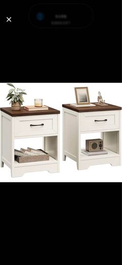 Set two farmehouse beside table with drawer & storage