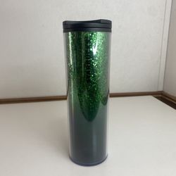 NWT Starbucks Christmas Holiday Hot Cold Cup 16oz Tumbler Sparkle Green