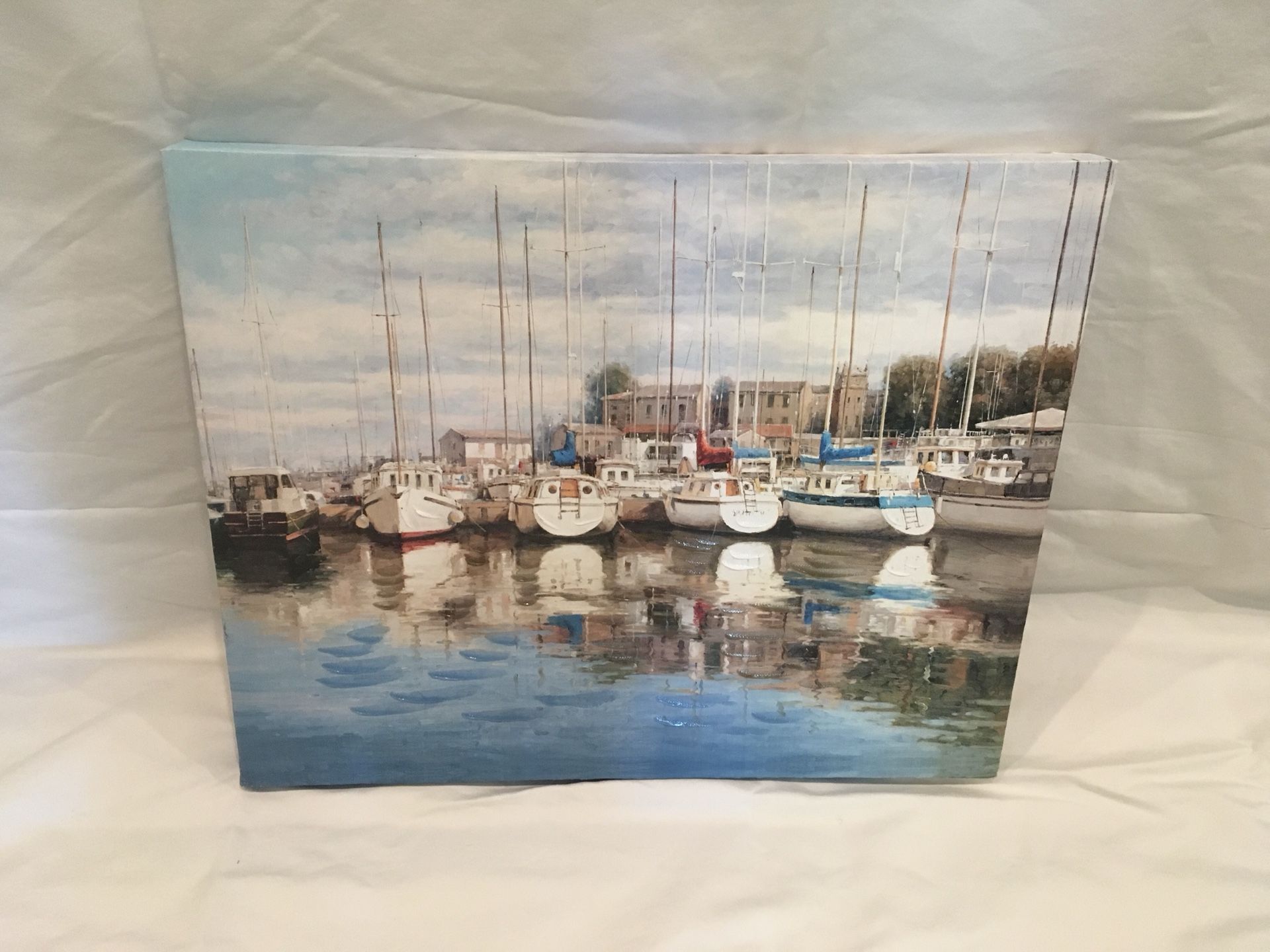 Photo Oil painting of boats in Marina never used