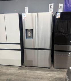 Samsung - 36 in. Wide 26 cu. ft. Mega Capacity Counter Depth 3-Door French Door Refrigerator with External Water and Ice Dispenser - Stainless Steel ?