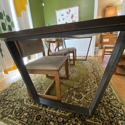  Double trapezoid-leg table (metal/wood) 