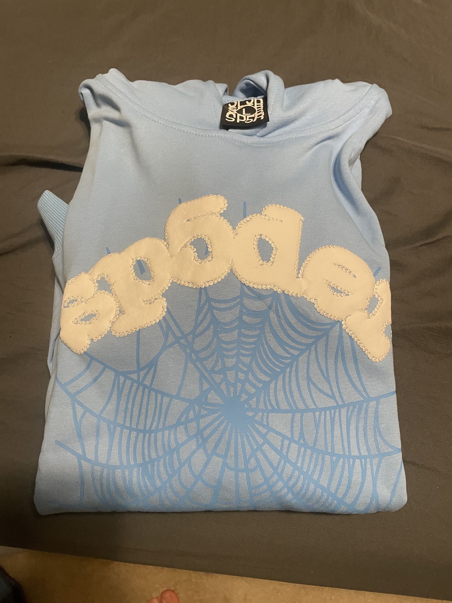 sky blue sp5der hoodie