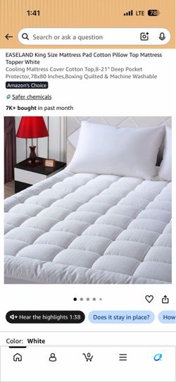 Quilted Fitted Mattress Pad King size