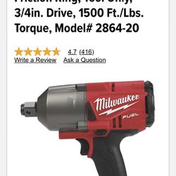 Milwaukee M18 FUEL Cordless High-Torque Impact Wrench with One-Key and Friction Ring, Tool Only, 3/4in. Drive, 1500 Ft./Lbs. Torque,