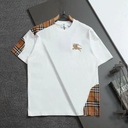 Burberry White T-Shirt with Check Panels