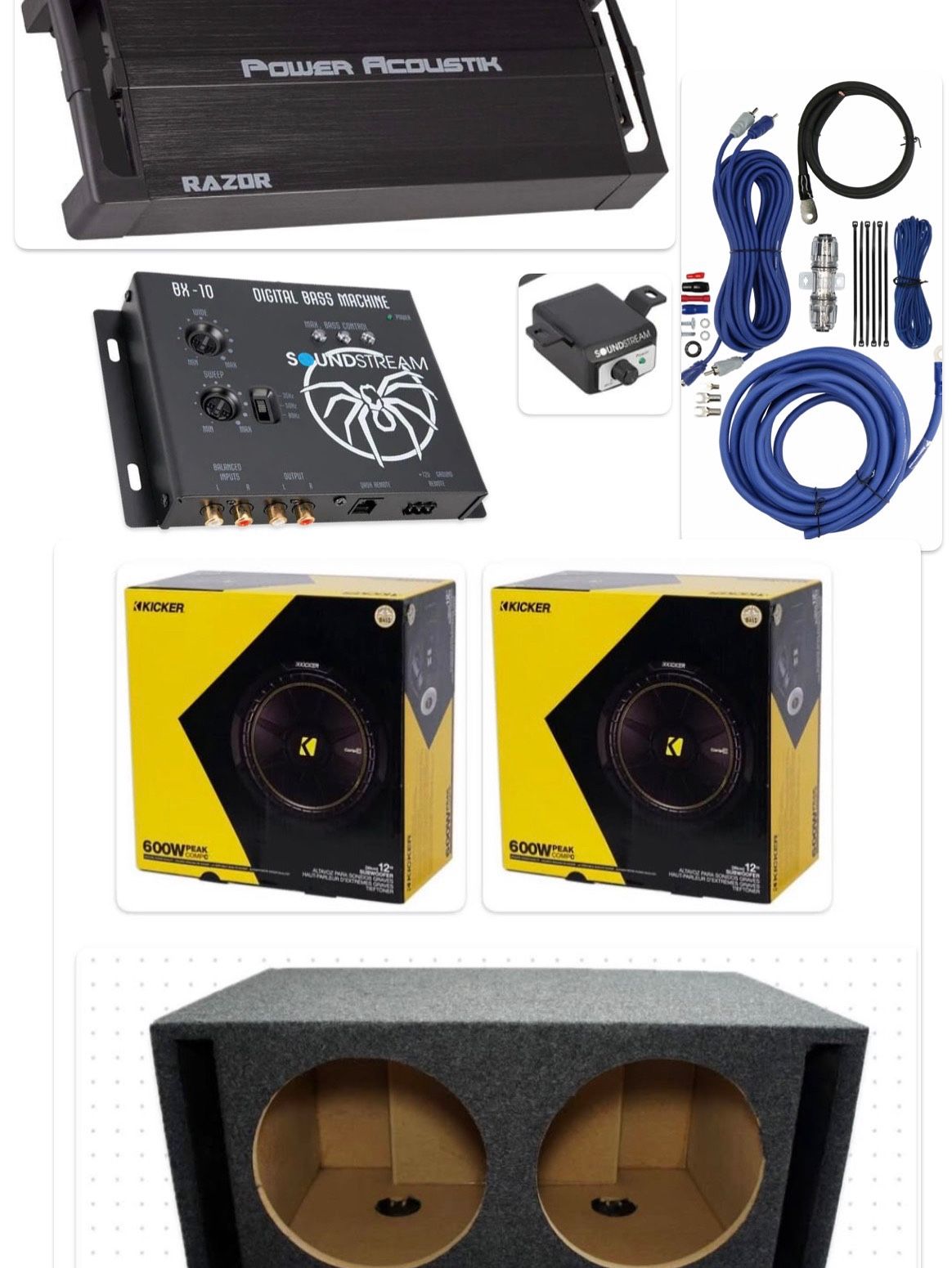 NEW FULL BASS PACKAGE KICKER COMPS C 12” Installed 