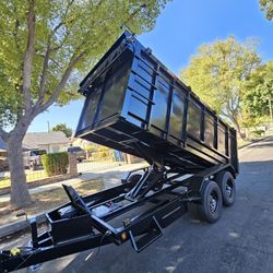 HEAVY DUTY 8 LUGS TIRES 14x8x4 SCISSORS HOIST SYSTEM CAPACITY 7 TON,SET RAMPS,ROLLING TARP,SPARE TIRE, 4 WHEELS ELECTRIC BRAKES, LED LIGHTS,ADJUSTABLE