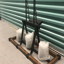 FARMHOUSE WOOD AND IRON 3-LIGHT CHANDELIER 