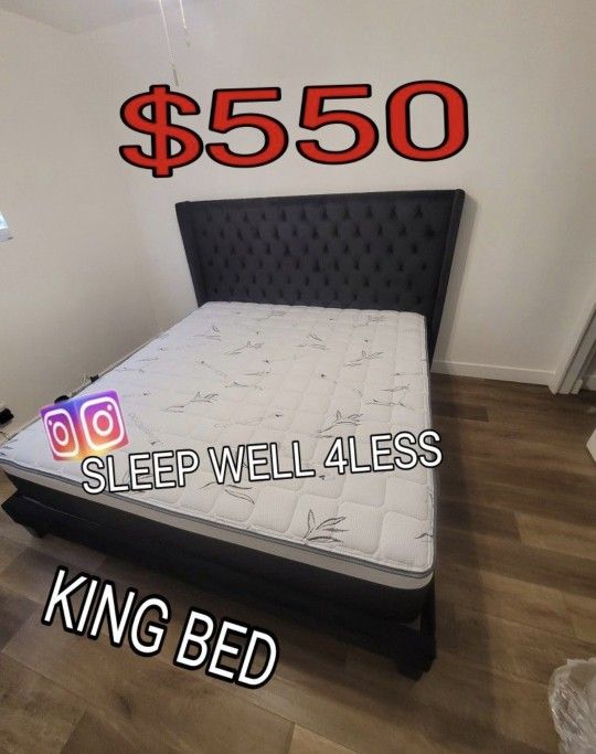 NEW KING SIZE BED FRAME AND MATTRESS 