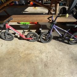 Kids Strider And Cannondale Bikes
