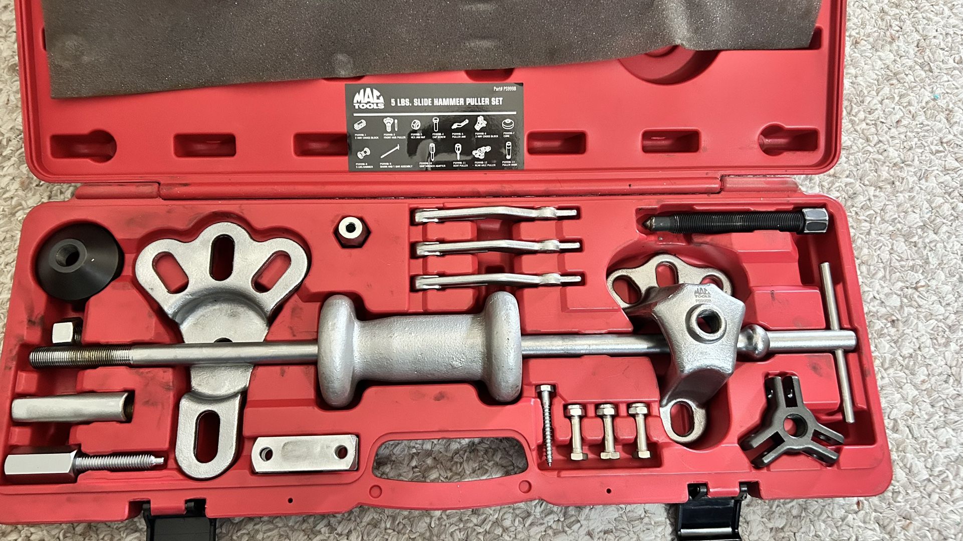 Mac Tools PS999B 5Lb Slide Hammer Kit-Like New