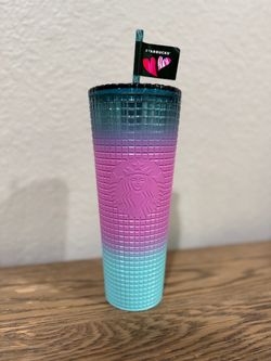 Starbucks Grid Tumbler Ombre Teal Pink