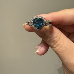 Sterling Silver Ring With Quartz Accent And Blue Topaz