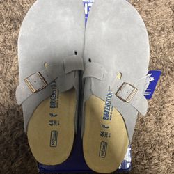 Birkenstock Boston Soft Footbed Clogs Grey Suede