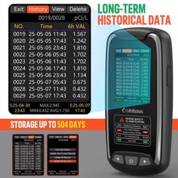 LifeBasis Portable Radon Detector with TFT Color Display, First Result in 6 Hours, Rechargeable Radon Monitor for Home Basement, 504-Day Accurate Data