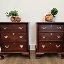 Craftique Solid Mahogany Chippendale Nightstands | Set of 2