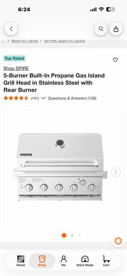 Shop SPIRE 5-Burner Built-In Propane Gas Island Grill Head in Stainless Steel with Rear Burner