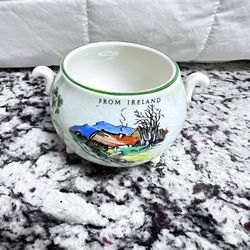 James Kent Old Foley Souvenir Of Ireland Sugar Bowl and Creamer  Very Old Antique