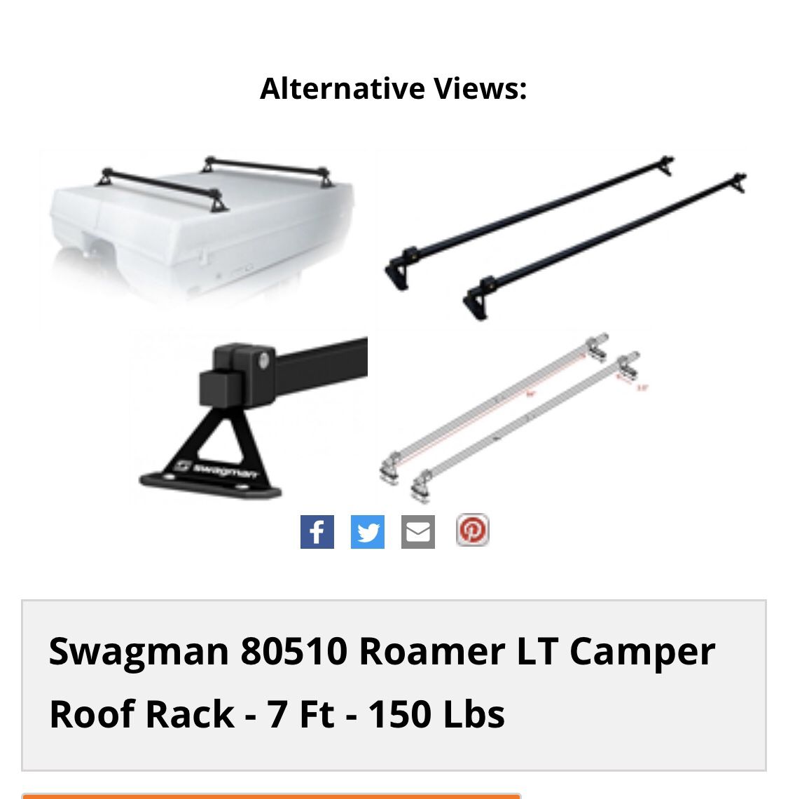 Swagman 80510 roamer LT camper Roof Rack -7 ft -150Lbs brand new in the box