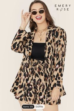 Leopard Blazer And Short Set From Shein Size 1xl